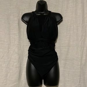 Black one pc swimwear
